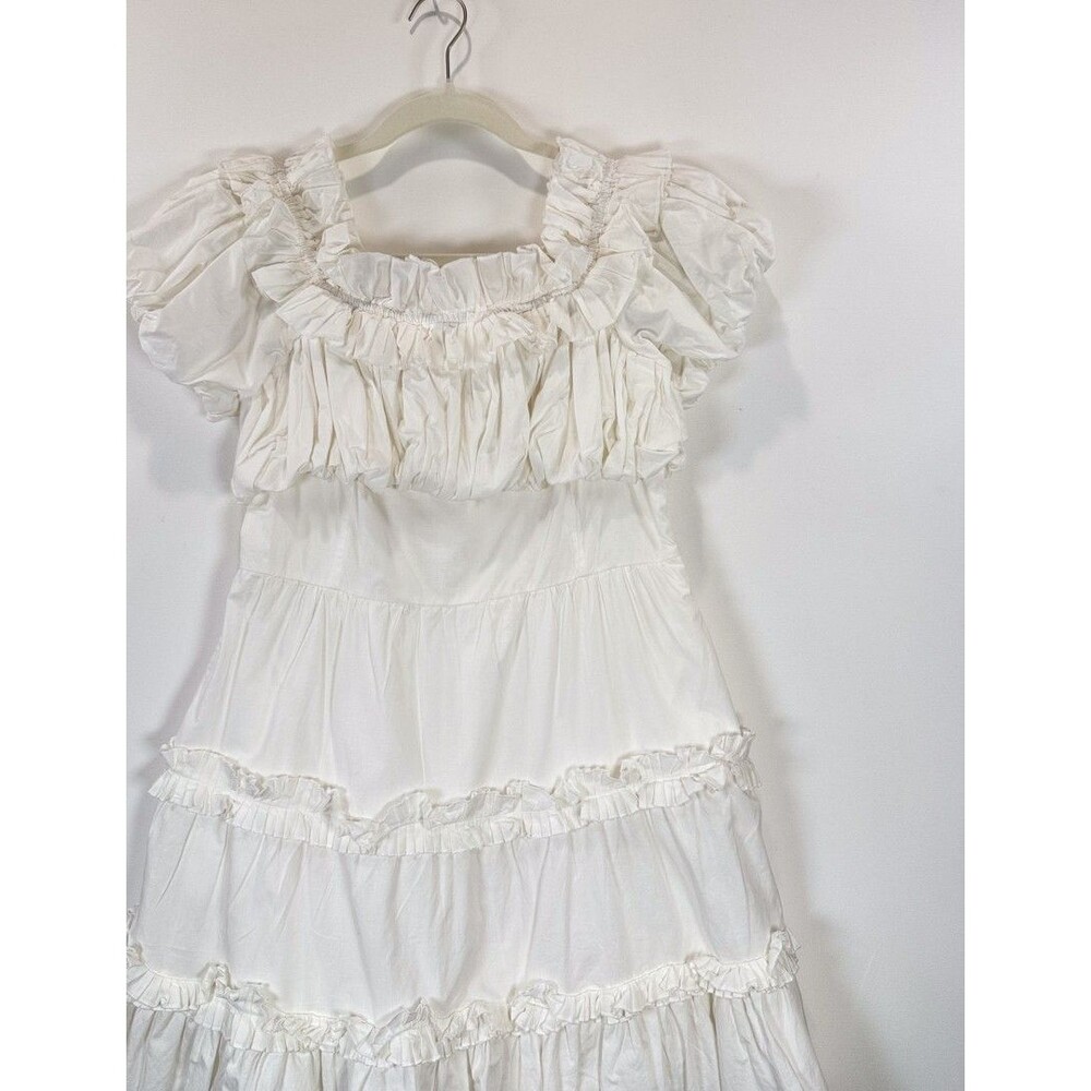 Love The Label Womens White Rosalie Mini Off The Shoulder Tiered Smocked Medium - Picture 7 of 12